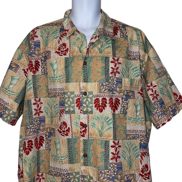 Vintage Retro Ho Aloha Hawaiian Shirt Mens 2XL Floral Aloha Vacation Plumeria - Picture 2 of 10